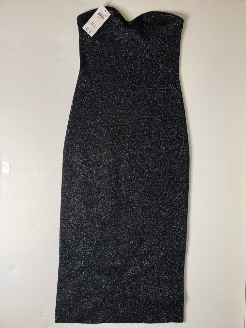 Abercrombie & Fitch Black Sparkle Strapless Midi Dress